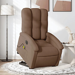 Maison Chic Fauteuil Relax pour salon, Fauteuil inclinable de massage électrique Marron Tissu -GKD16651