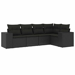 Maison Chic Ensemble de 5 Tables et chaises d'extérieur avec coussins,Salon de jardin noir résine tressée -GKD523410