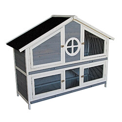 Helloshop26 Clapier lapin villa cage rongeurs enclos 133 cm cochon d’inde abri petits animaux luxe gris 16_0002234