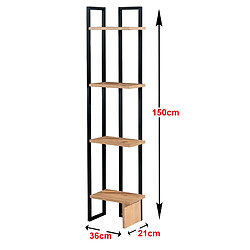 Helloshop26 Étagère à 4 niveaux 150 x 36 x 21 cm effet noyer / noir 03_0006958