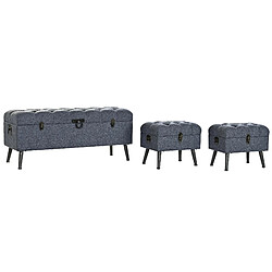 Pegane Set de 3 banquettes en polyester et métal coloris gris foncé