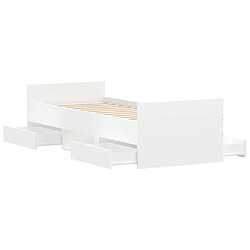 Maison Chic Lit adulte - Cadre Structure de lit avec tête de lit Contemporain/pied de lit blanc 75x190 cm -MN12507 pas cher