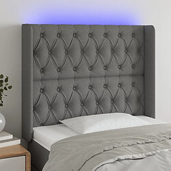 Maison Chic Tête de lit scandinave à LED,meuble de chambre Gris foncé 93x16x118/128 cm Tissu -MN68539