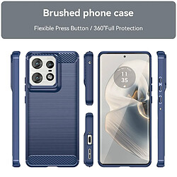 Htdmobiles Coque pour Motorola Edge 50 Pro 5G - housse etui silicone gel carbone + film ecran - BLEU FONCE