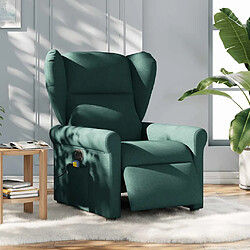 vidaXL Fauteuil de massage inclinable électrique Vert foncé Tissu