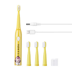 Universal Brosse à dents électrique à 5 modes USB rechargeable dessin animé étanche Brosse à dents à 4 têtes de remplacement pour enfants | Brosse à dents électrique