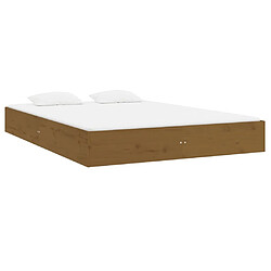 Avis vidaXL Cadre de lit sans matelas marron miel bois massif 150x200 cm