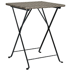 Maison Chic Table de bistro pliable et chaises d'extérieur 3 pcs,Ensemble de bistro de jardin pour relax Gris Résine tressée -GKD391010 pas cher