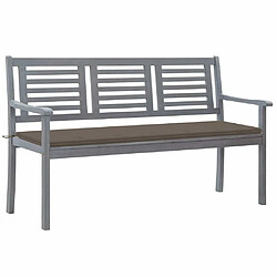 Maison Chic Banc de jardin | Chaise de jardin 3 places avec coussin 150 cm Gris Eucalyptus -GKD10499