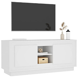 Avis vidaXL Meuble TV blanc 102x35x45 cm bois d'ingénierie