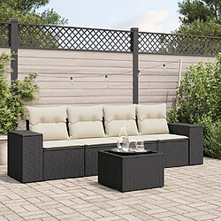 Maison Chic Salon de jardin 5 pcs avec coussins | Ensemble de Table et chaises | Mobilier d'Extérieur noir résine tressée -GKD24961