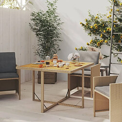 Avis Maison Chic Table de jardin | Table d'extérieur Beige 109x107x74 cm Résine tressée bois massif -GKD61122