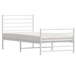 Acheter Maison Chic Lit adulte - Lit simple Cadre de lit métal avec tête de lit/pied de lit,Structure du lit Contemporain pour chambre blanc 100x190cm -MN12854