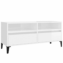 Maison Chic Meuble TV scandinave - Banc TV pour salon blanc brillant 100x34,5x44,5 cm bois d'ingénierie -MN71864