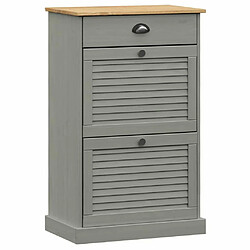 Maison Chic Armoire à Chaussures,Meuble de Rangement à Chaussures VIGO 60x35x96 cm gris bois massif de pin -MN82568