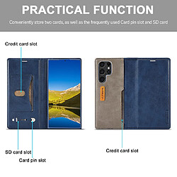 Coque en TPU + PU LC.IMEEKE avec porte-carte bleu pour votre Samsung Galaxy S22 Ultra 5G