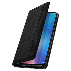 Avizar Housse Xiaomi Mi 9 Etui Coque Effet Vieilli Porte-cartes Support - Noir