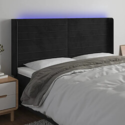 vidaXL Tête de lit à LED Noir 163x16x118/128 cm Velours