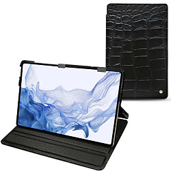 Housse cuir Samsung Galaxy Tab S8 Ultra - Rabat horizontal - Crocodile nero ( Noir / Black) - NOREVE