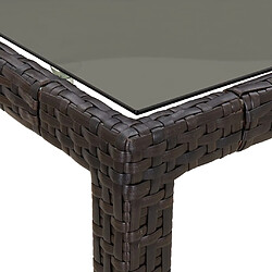 Acheter vidaXL Table de jardin 150x90x75 cm Verre trempé/résine tressée Marron