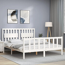 Avis Maison Chic Lit adulte - Cadre Structure de lit avec tête de lit Contemporain blanc 160x200 cm bois massif -MN97841