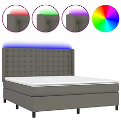 Sommier à lattes et matelas LED,Cadre à lattes de lit pour Adulte Gris 160x200 cm Similicuir -MN45952