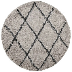 vidaXL Tapis shaggy à poils longs moderne beige et anthracite Ø 120 cm