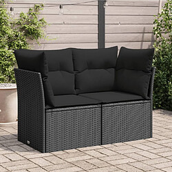 Maison Chic Canapé de jardin avec coussins 2 places | Canapé d'extérieur | Fauteuil,Banquette Jardin noir résine tressée -MN53221