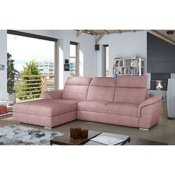 VENESETTI - Canapé d'angle convertible en tissu Luxe, rose, 5 places, angle gauche (vu de face) , TRESOR