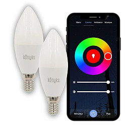 Acheter 2 Ampoules LED - KONYKS - Antalya Easy E14 - Wifi + Bt - 5 W - 350 Lumens - Couleurs + Blanc - Compatible Alexa / Google Home