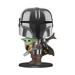 Funko Pop The Mandalorian Figurine Super Sized - Modèle Mandalorian avec l'enfant - Vinyle 25 cm