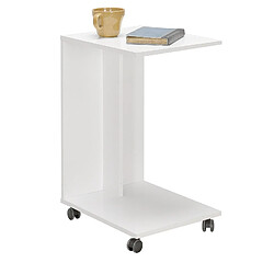 Pegane Table d'appoint en bois coloris blanc - longueur 45 x profondeur 35 x hauteur 65 cm