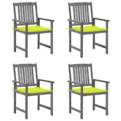 Maison Chic Lot de 4 Chaises de jardin,Fauteuil d'extérieur avec coussins Gris Bois d'acacia massif -MN83466