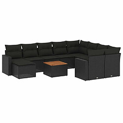 Maison Chic Salon de jardin 11 pcs avec coussins, Ensemble Tables et chaises d'extérieur noir résine tressée -GKD691645