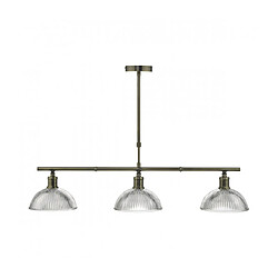 Luminaire Center Suspension Dara 3 ampoules Laiton antique,verre côtelé