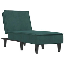 vidaXL Chaise longue vert foncé velours