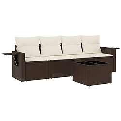 vidaXL Salon de jardin avec coussins 5 pcs marron résine tressée