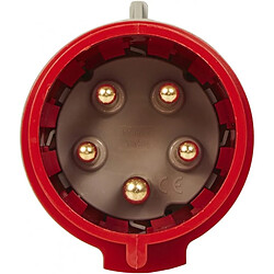 fiche droite mâle 32 ampères 3p+n+t ip44 rouge - legrand 555239