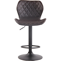 Decoshop26 Tabouret de bar x1 avec coutures décoratives en forme de losanges en PVC marron et métal noir 10_0004651