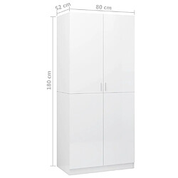 vidaXL Garde-robe Blanc brillant 80x52x180 cm Bois d’ingénierie pas cher