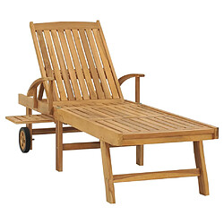 Helloshop26 Transat chaise longue bain de soleil lit de jardin terrasse meuble d'extérieur bois de teck solide 02_0012713