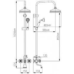 Colonne de douche MORAVA en laiton bronze avec douchette 108 cm