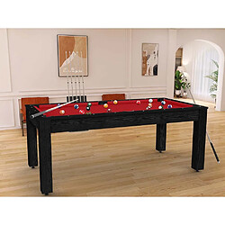 De Faugeres Billard convertible table 8 personnes Arizona (plateau et accessoires en option) Noir boisé , Rouge (plateau)