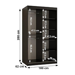 Acheter Abiks Meble Armoire Flutes 2 à Portes Coulissantes 200/100/62 2 Portes (blanc)