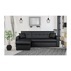 ROMAN Canape dangle reversible convertible 3 places + Coffre de rangement - Simili noir - Contemporain - L 235 x P 85 - 153 cm