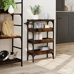 Avis Maison Chic Desserte de cuisine | Chariot de cuisine | Meuble de rangement roulant chêne fumé 53x20x76 cm bois d'ingénierie -GKD98539