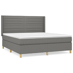 vidaXL Sommier à lattes de lit avec matelas Gris foncé 180x200cm Tissu