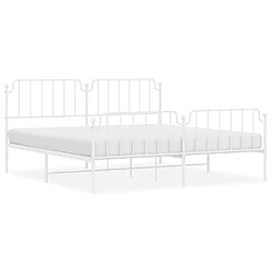 Maison Chic Cadre/structure de lit métal et tête de lit + pied de lit pour adulte - Lit Moderne Chambre blanc 193x203cm -MN30693