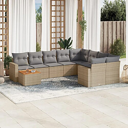 Maison Chic Salon de jardin avec coussins 10 pcs | Ensemble de Table et chaises | Mobilier d'Extérieur beige résine tressée -GKD24861