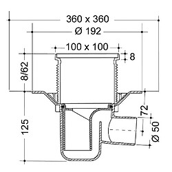 Nicoll - Siphon Docia Sicax pour douche carrelée 100x100mm horizontale